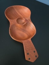 Vintage Kamani Wood Ukulele Guitar Shaped Trinket Dish Bowl 12.5” Philippines 