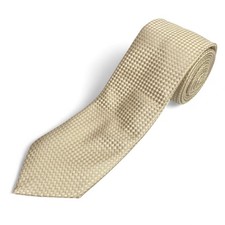 Pre-Owned Park Men's Silk Tie - Champagne Gold Woven Check Pattern - Classic