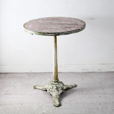 Antique Victorian cast iron and pink marble patio table, old worn paint, great p