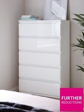 Layton Gloss 5 Drawer Chest White Storage Cabinet Stylish Bedroom Furniture