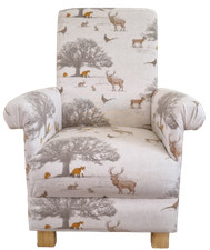 Beige Nursery Chair Armchair Fryetts Tatton Woodland Animals Fabric Adult Foxes