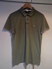 Men's Lacoste Khaki Slim Fit Polo Shirt  Size 4 Style PH3187