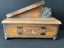 Vintage Shoe Shine footrest wooden box storage valet collectible T123