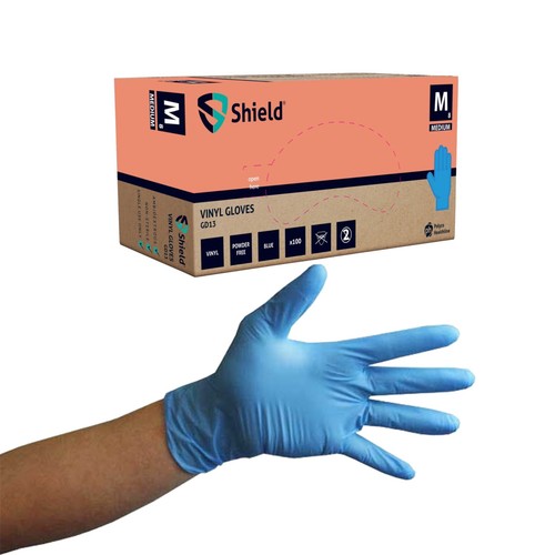 Blue vinyl disposable gloves - blue,