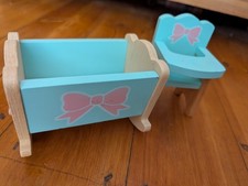 Kidkraft High Chair & Rocking Cradle Doll House furniture