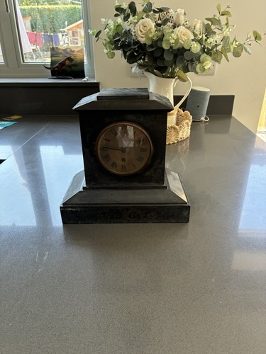 Victorian black slate mantel - slate,