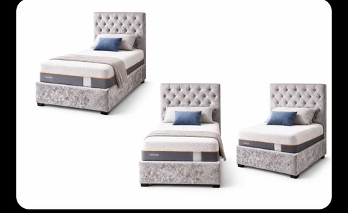 Crushed velvet bed and tempur - velvet,