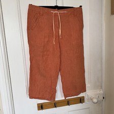 PRINCIPLES PETITE Orange Linen Cropped Summer Trousers, Size 10