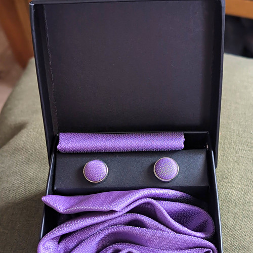 Men purple silk tie set - men’s,
