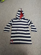 Mini Boden Striped Towelling Hooded Robe, Age 5-6 Years, Perfect For Swimming