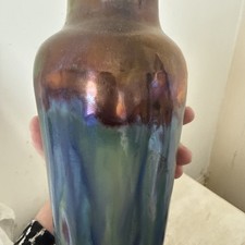 Vintage Christopher Dresser Pottery Style Vase Drip Glaze No Mark 11 Inch Tall