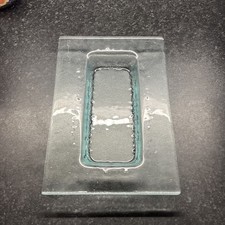Large Frosted Clear Rectangular Glass Plate with Indent Slight Blue Green Tint