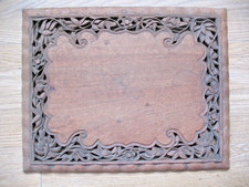Antique early 20th century hand carved floral hardwood furniture panel fragment