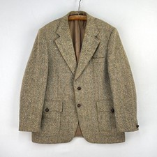 Meakers Donegal Tweed Jacket Mens 42R Green Wool Country Hacking Sports Blazer