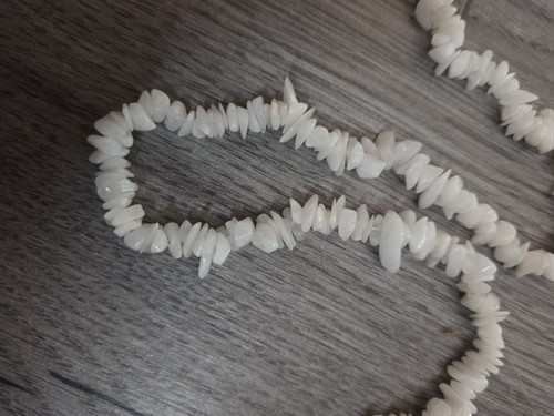 Long white faux coral - white, necklace
