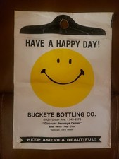 Vintage NOS 1960s 70s Buckeye Bottling Co Smiley Face Car Trash Litter Bag Cleve
