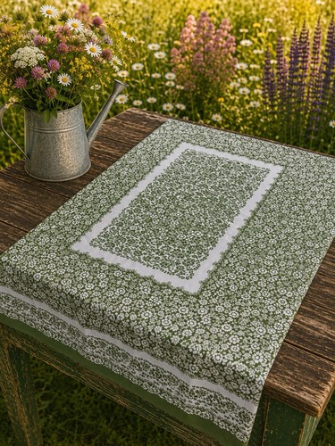 Vintage green daisy print - daisy,