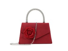 Ladies Satin Top Handle Clutch Bag Women Evening Party Prom Box Wedding Handbag