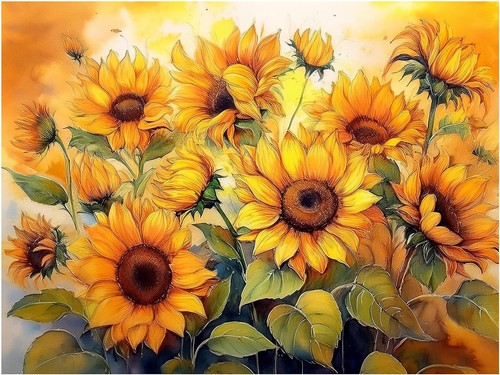 Tile mural sunflower - sunflower, bouquet