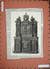 Original Old Antique Print