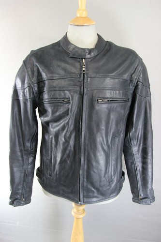 Black leather biker - black,