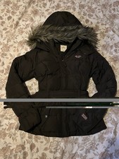 Vintage rate chocolate brown hollisterco Fur Hooded puffer jacket Size M