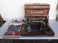 Old Sewing Machine Table Sewing Machine Superior with Cover and Accessories