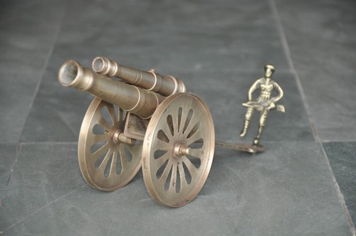 Vintage brass fine double gun - brass,