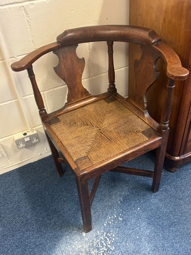 Antique rush seated corner - antique,