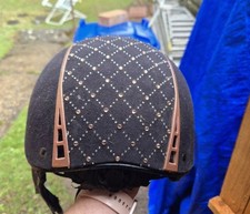 HKM rose gold and black riding hat