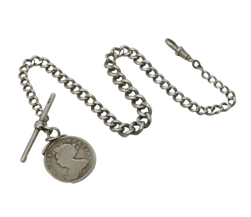 Sterling silver albert watch - silver,