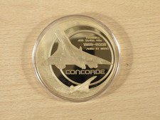 Concorde GOLD PLATED LTD ED 70mm Proof Coin 1st Scheduled Flight Certificate