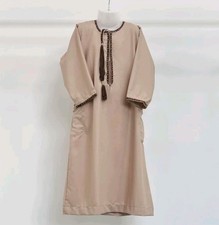 Boys Beige Embroided Thobe
