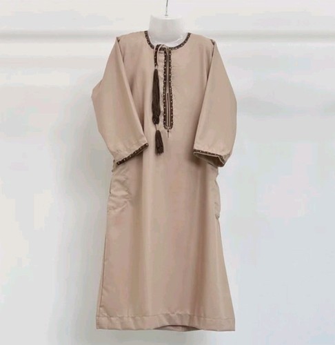Boys beige embroided thobe - beige,