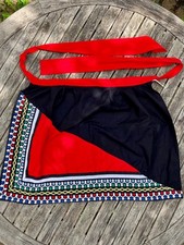 Beautiful old French half apron with multi-coloured edge detail – café apronP