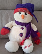 Vintage Tesco Chilly & Friends Snowman Plush Soft Toy 16” Scarf 1999 Retired