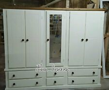 HANDMADE AYLESBURY NEXT6 DRAWERS 5 DOORS (MIRRORED) WARDROBE (IVORY) (DARK OAK) 