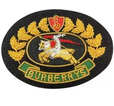 Vintage Hand Embroidered Bullion Wire Blazer Badge, Royal Burberrys crest
