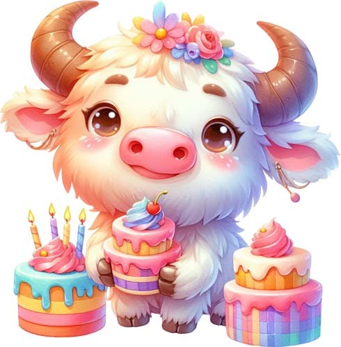 Birthday cake highland cow - birthday,