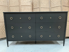 Swoon Reyna 6 drawer Chest of Drawers, Charcoal & Brass, RRP1199
