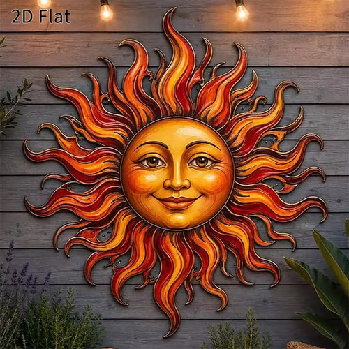 Sun face metal wall art - metal,
