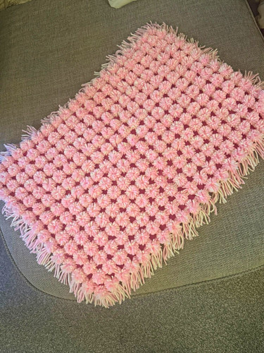 Pink white acrylic crochet - &,