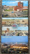 LONDON AIRPORT VINTAGE X3  POSTCARDS OLD CARS/BUSES AERCRAFT BUILDINGS ETC WAF