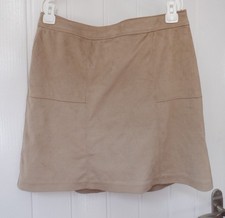 Ladies Beige Faux Suede Mini Skirt - New Look (Size 10)