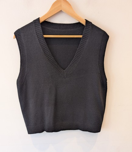Shein black knit sweater - black, vest