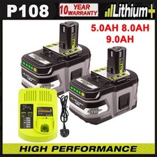8AH 9Ah 18V Battery For Ryobi One Plus P108 Li-ion RB18L50 RB18L40 P104 /Charger