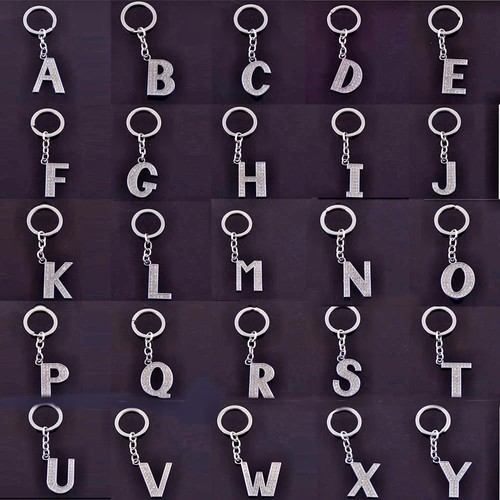 Diamante alphabet keyring - diamante,