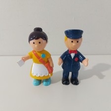 Vintage Bluebird Big Red Fun Bus Toy Dolls Figures 1988 Driver & Mum