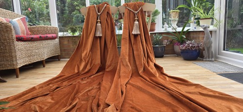 Gold velour velvet curtains - velour,