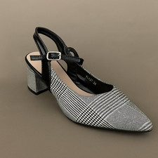 New Womens Pointy Grey Plaid
